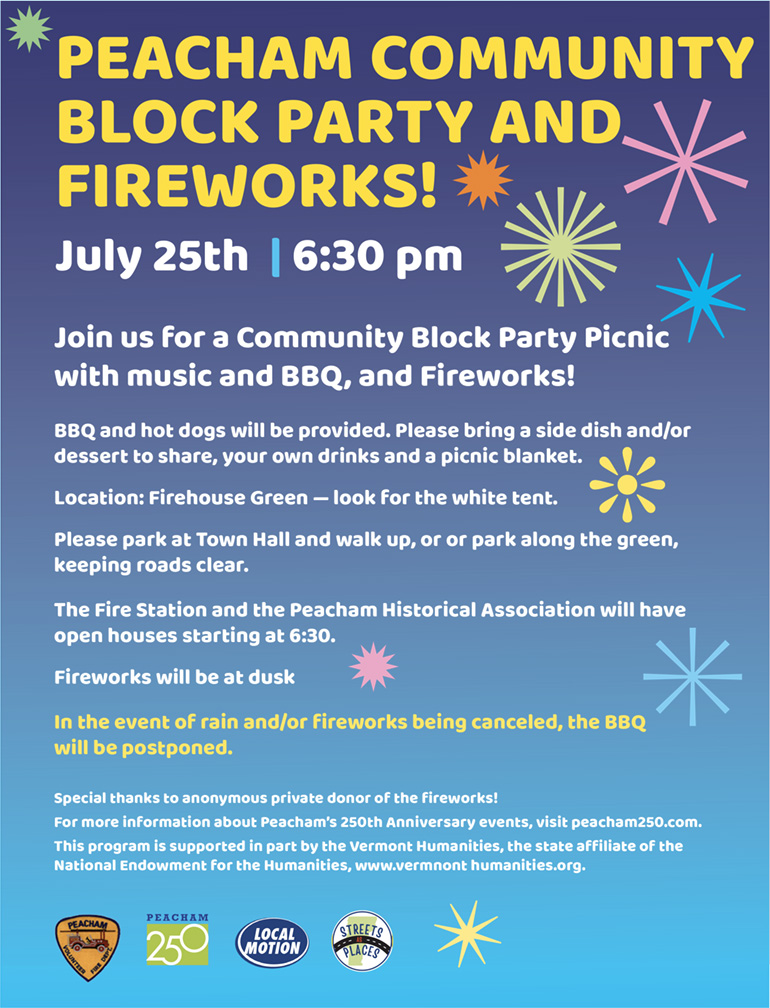 Peacham Community Block Party - July 25, 2026
